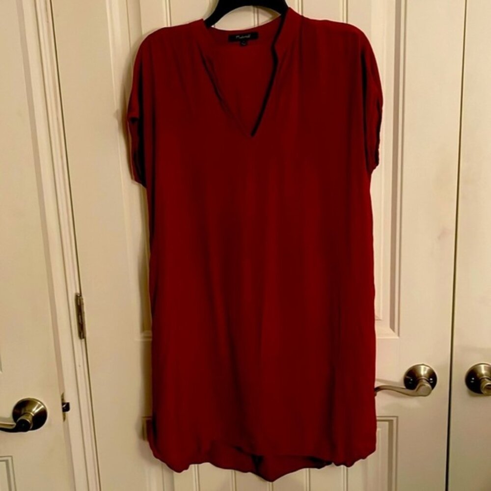 Madewell Shift crimson color, Dress V-Neck cap sleeveless women’s Sm summer cool